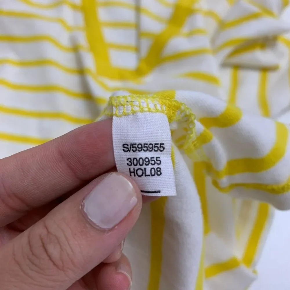Old Navy V Neck Tee Womens S Small Lemon Striped Long Sleeve Cotton Shirt